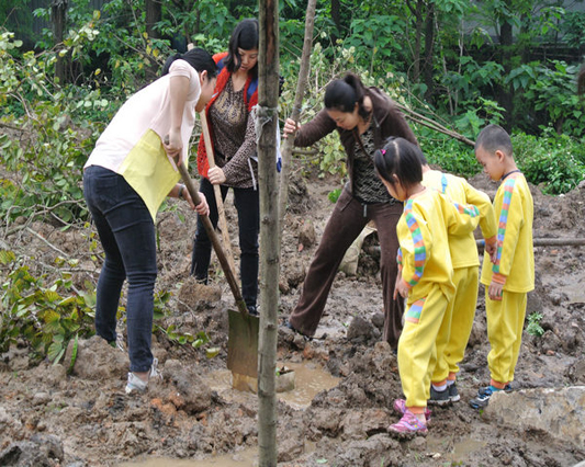 北滘家长学生齐动手，一小时植了五百棵