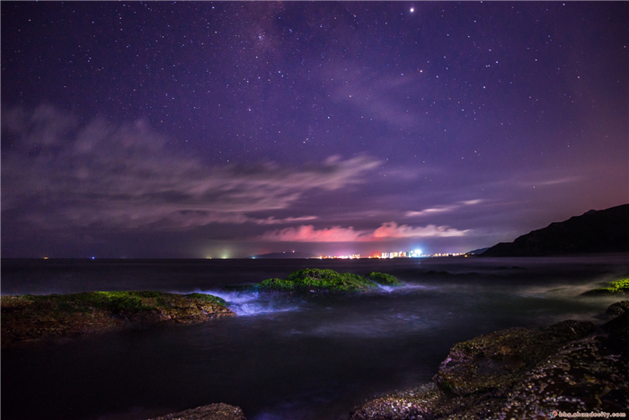 盐洲海滩的傍晚与黑夜