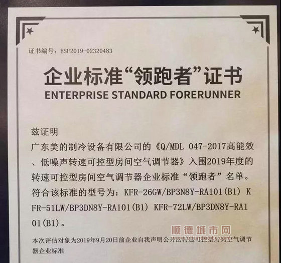 广东美的制冷设备有限公司产品入选2019年度企业标准“领跑者”.jpg