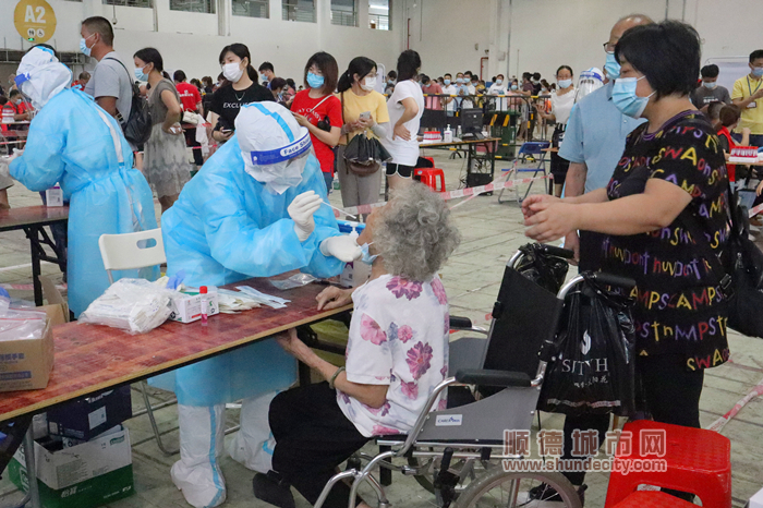 在陈村花卉世界展览馆做核酸检测采集.jpg